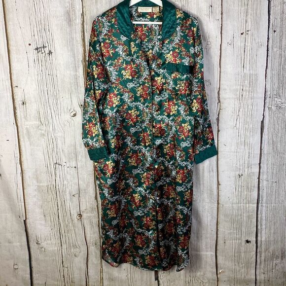 Last Chance! Vintage Victorias Secret Holiday Satin Sleeping Gown Robe Size Medi - Picture 1 of 10
